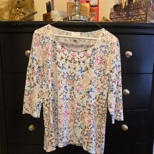 J. Jill Cottin Blend Floral Top